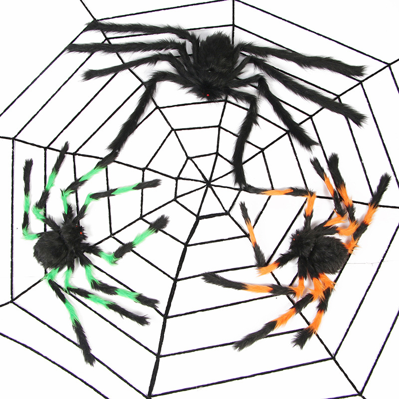 Spider Web Halloween Spider Party Decoration Props Spider Web Secret Room Tricky Simulation Plush Spider — image 1