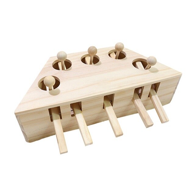 Juguete Interactivo de Madera Sólida para Gatos con Cinco Agujeros y Hoyo de Ratón — imagen 9