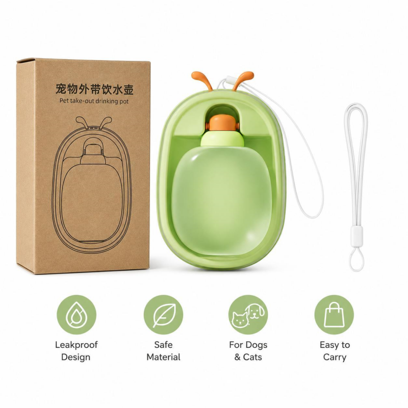 Portable Pet Water Bottle With Cute Antlers Food Grade, BPA Free, Leak Proof Travel Cup For Dogs, Durable, Easy-to-Clean Outdoor Water Dispenser With Lanyard — image 2