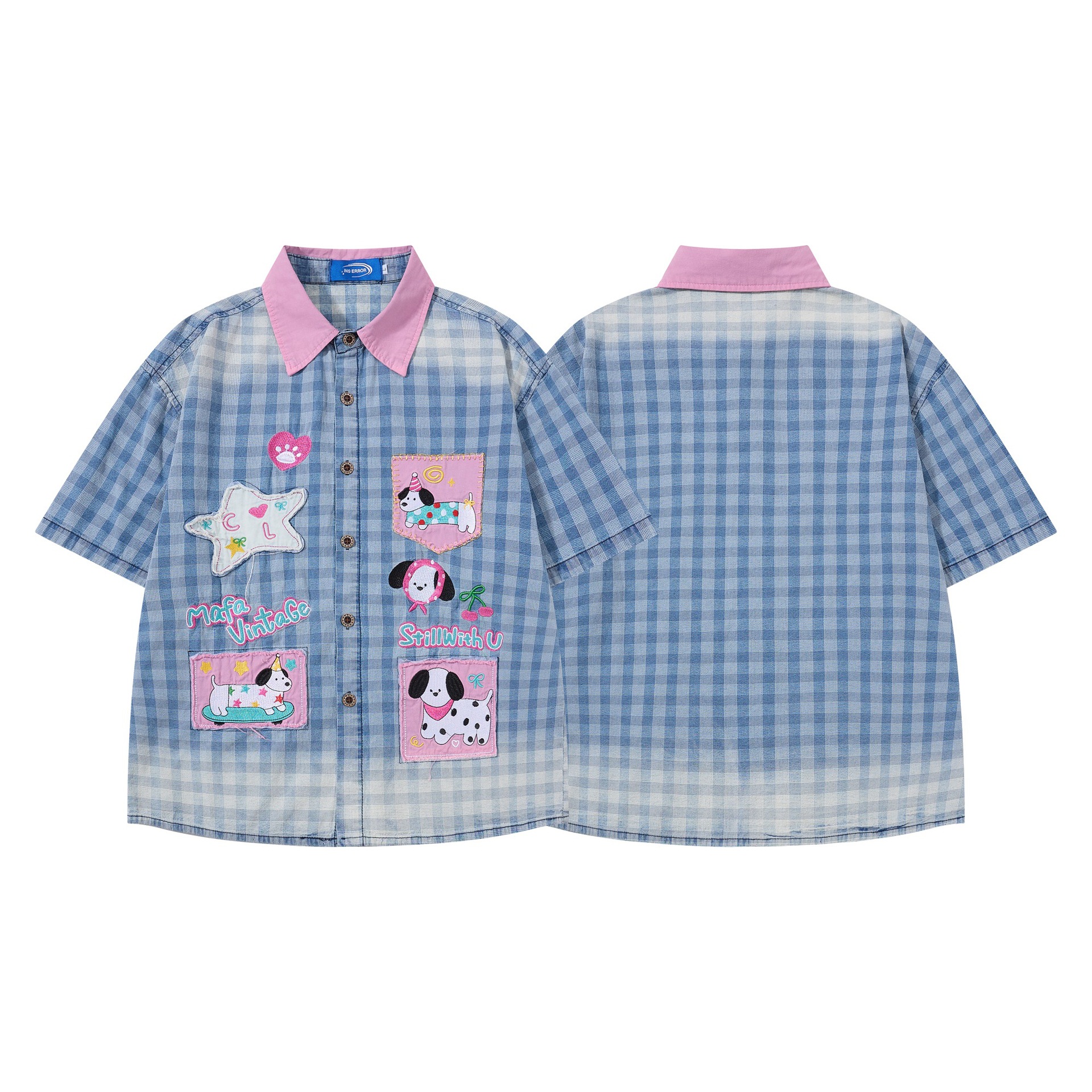Sticky dog embroidery short sleeved shirt — image 4