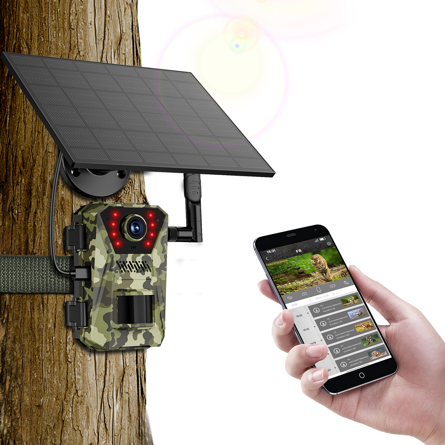 4G 4K 30FPS Solar Trail Camera Outdoor Wildlife Camera Motion Activated IP66 Waterproof With 140 Degree Viewing Angle No Glow Night Vision SIM Card APP Control No WiFi Needed — image 16