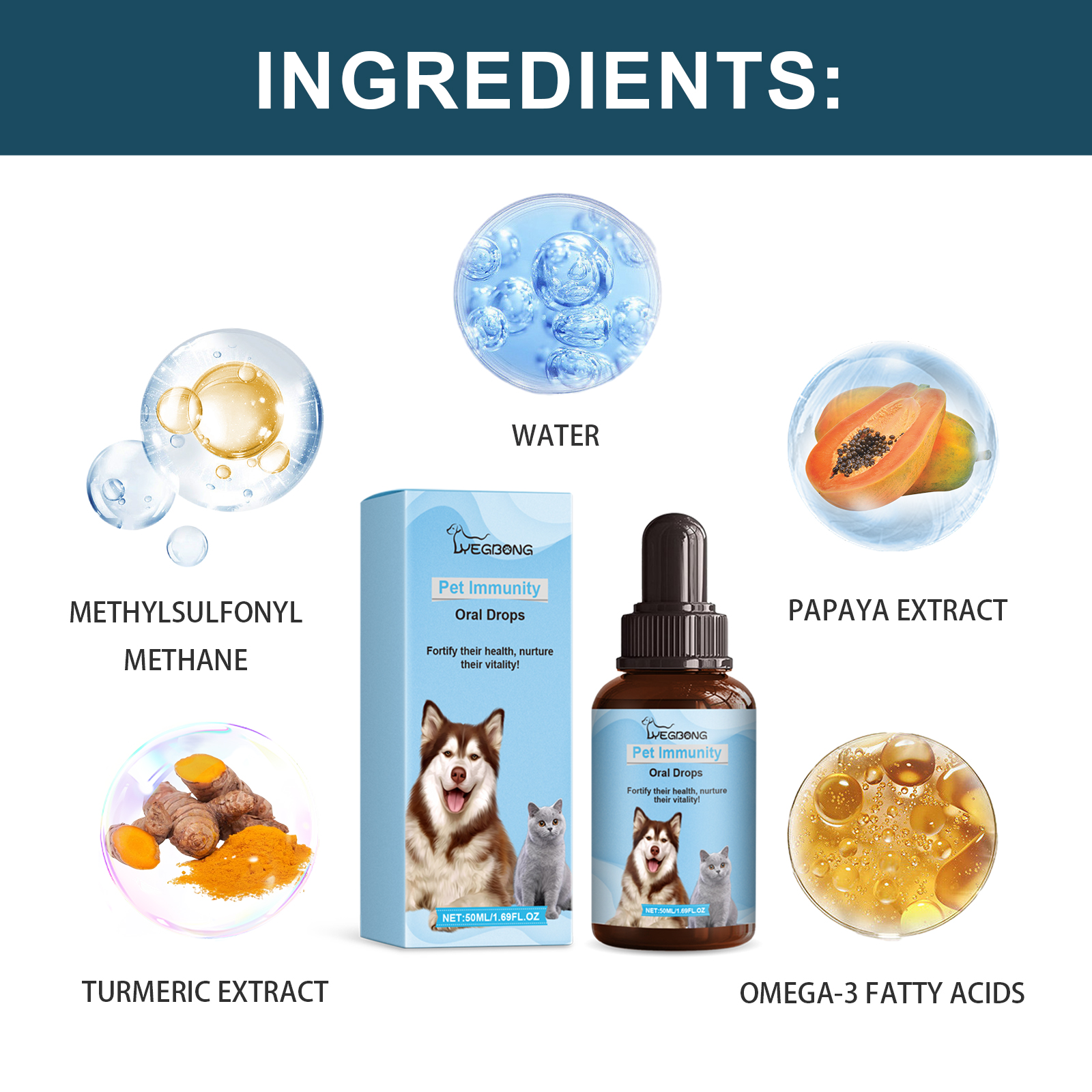 Gotas Orales para Inmunidad de Mascotas, Fórmula Nutricional y de Salud Inmunitaria para Gatos y Perros — imagen 5