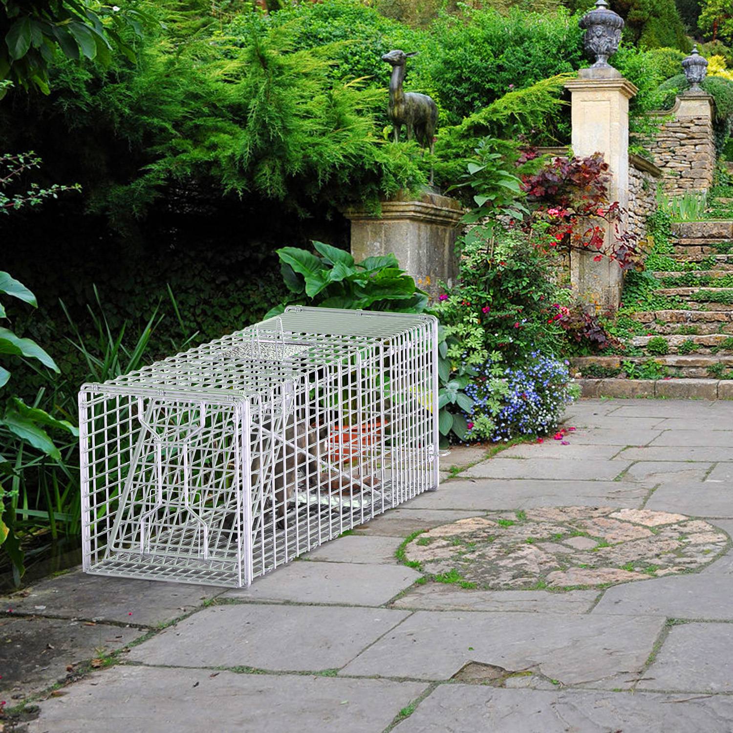 Caja de Trampa para Animales Vivos 37x14x15 pulgadas Plegable Captura y Liberación Humana para Zorros, Ratas, Perros Sueltos, Armadillos, Ardillas y Mapaches — imagen 13