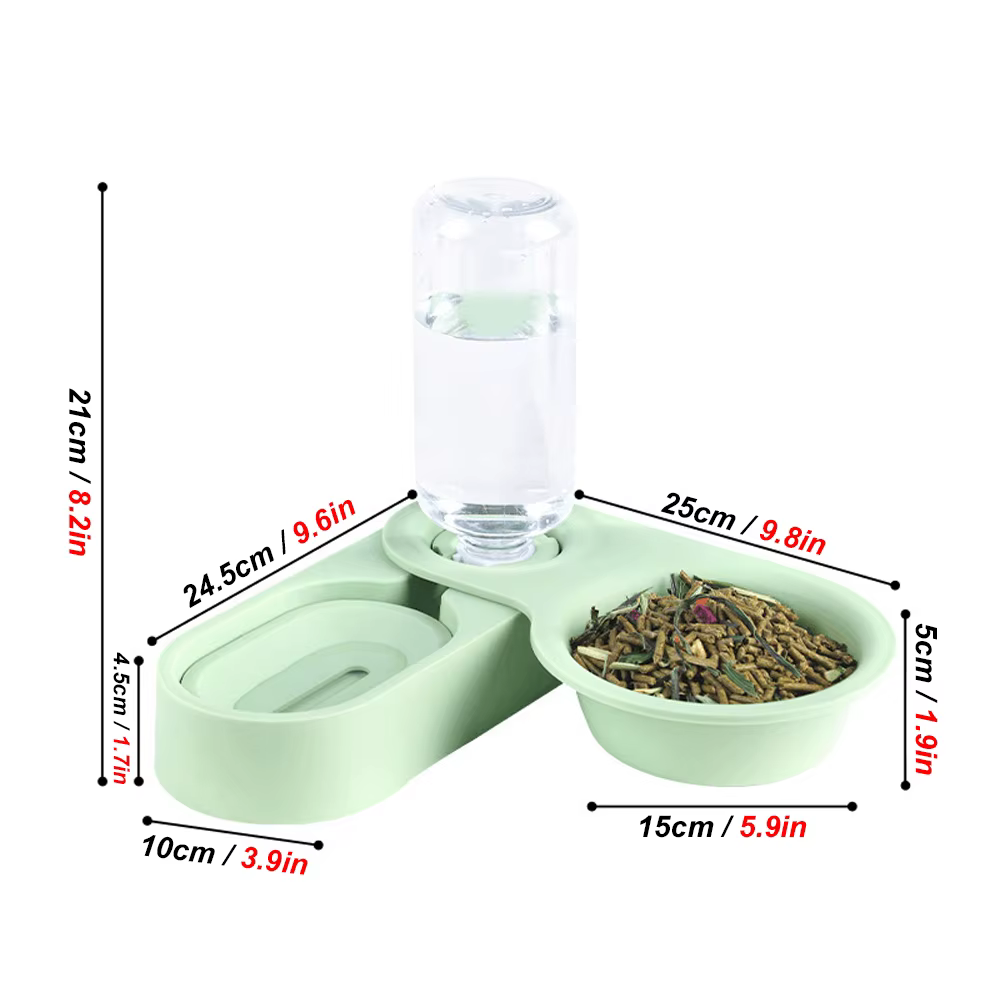 Pet Rabbit Chinchilla Guinea Pig Food Bowl Auto Feeder All-in-One Splice Food Bowl Drinking Fountain Raised Standing Dish Bowl — image 2