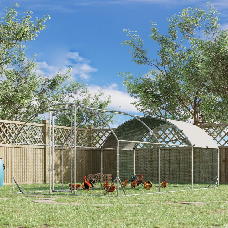 Large Chicken Coop Metal Chicken Run With Waterproof And Anti-UV Cover, Dome Shaped Walk-in Fence Cage Hen House For Outdoor And Yard Farm Use, 1Tube Diameter — imagen 8