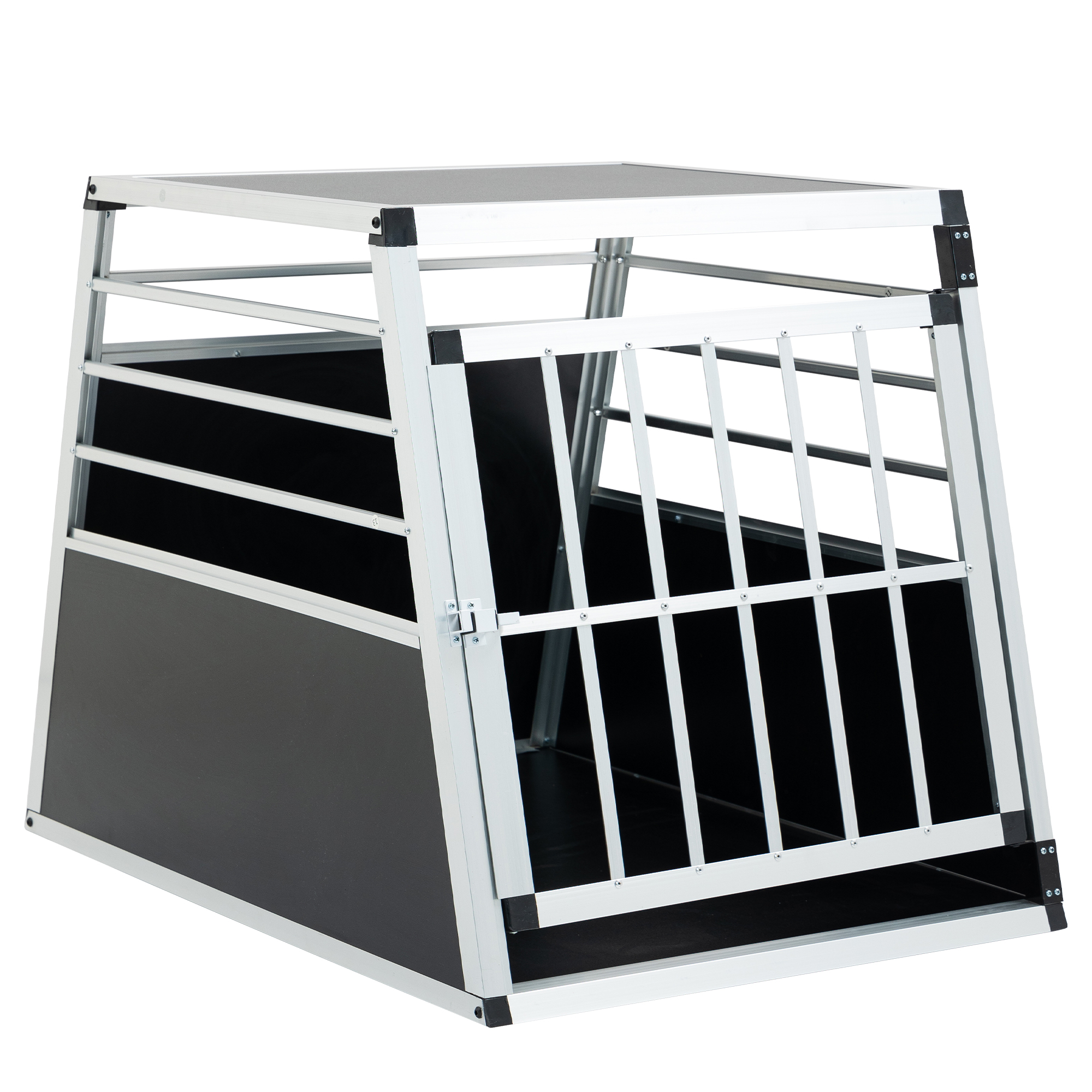 Caja de Transporte de Aluminio 35 x 25 x 27 in, Caja de Transporte para Auto de Aluminio, Caja de Transporte de Viaje para Perros y Gatos, Negro y Plateado — imagen 1