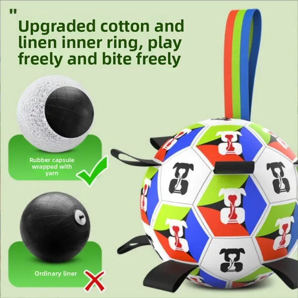 Dog Toys Soccer Ball With Straps, Interactive Toys For Tug Of War, Puppy Birthday Toy, Dog Balls For Medium Large Dog, Diameter — image 5