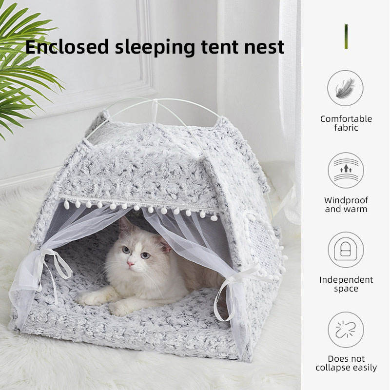 Cat Nest Summer Cat Tent Cat House Semi enclosed Pet Bed Four Seasons Dog Nest Villa Bed Supplies — image 3