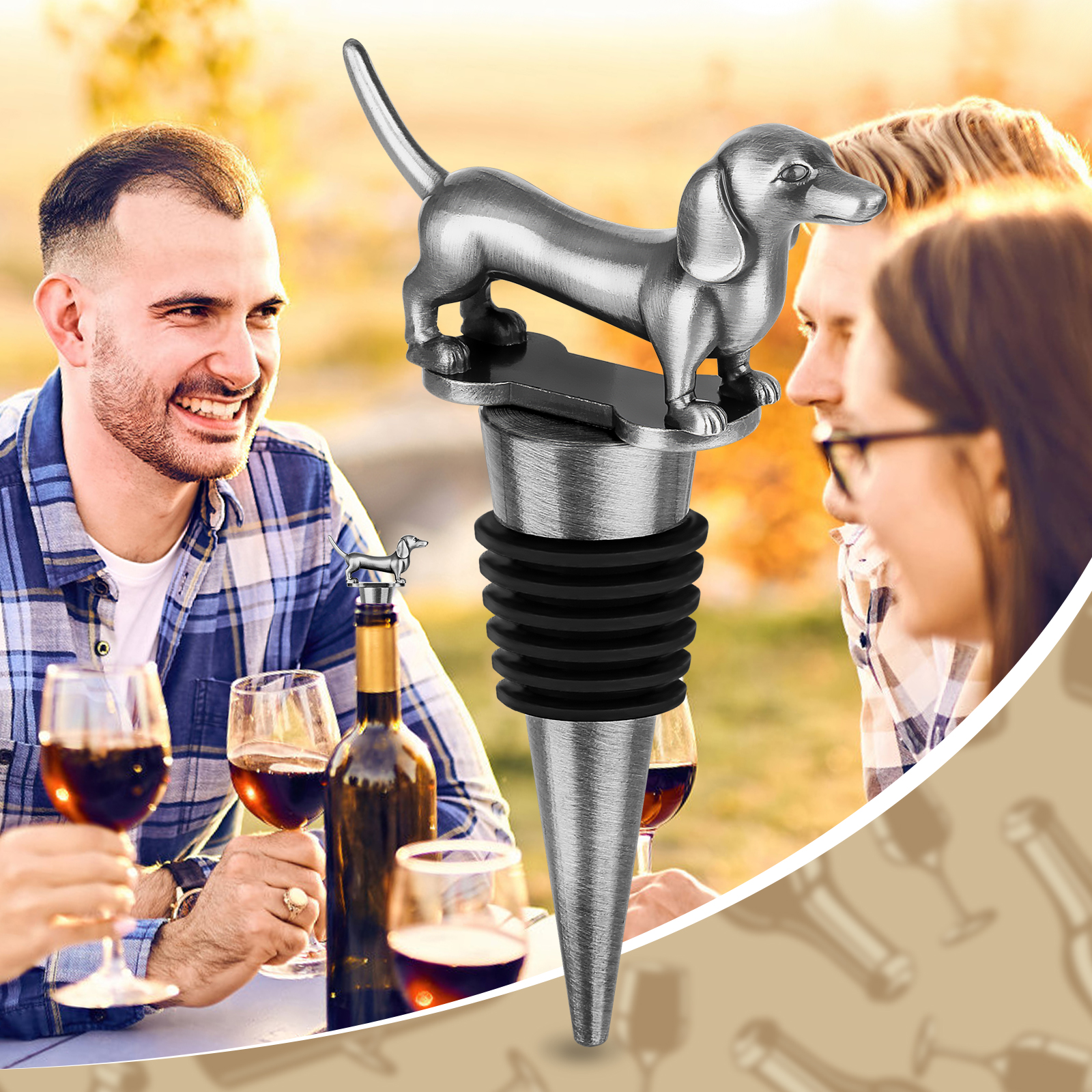 Tapón de Vino con Forma de Perro Salchicha, Tapón para Vino y Champán para el Hogar, Divertido Tapón de Vino de Perro Salchicha, Ideal para Regalos de Cumpleaños para Hombres y Mujeres, Halloween, Navidad, Día del Padre, el Día de la Ma — imagen 5