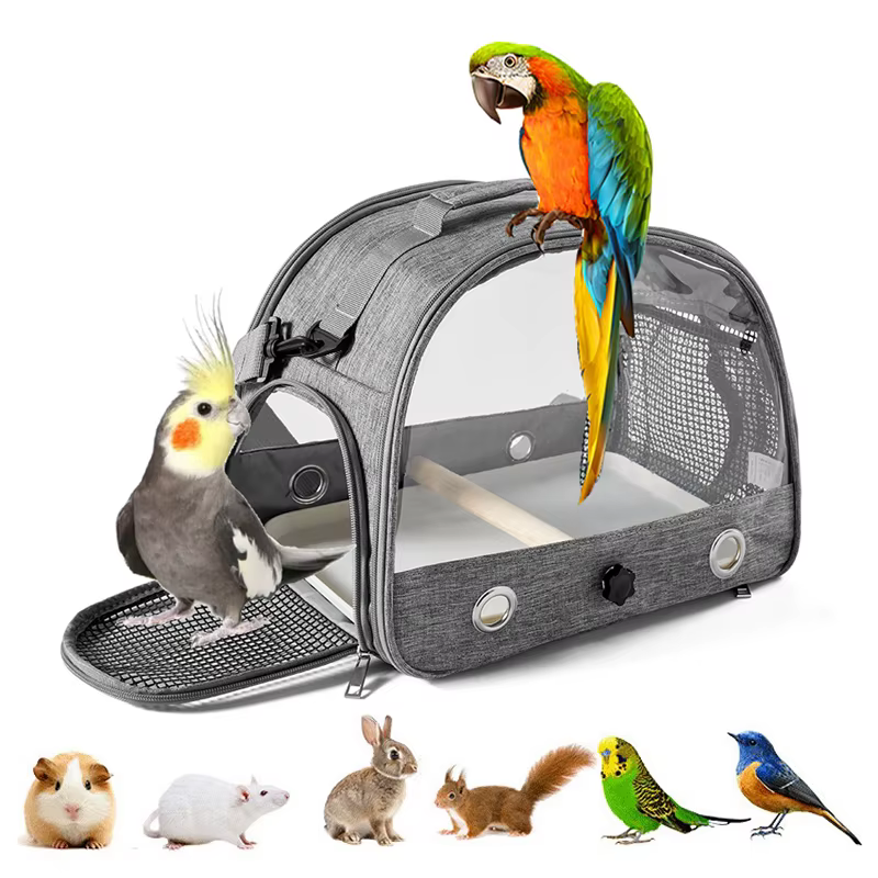 Bird Travel Carrier Portable Transport Bird Cage With Tray Small Pet Multi-functional Parrot Bird Bag Outdoor Cat Carrier — image 1