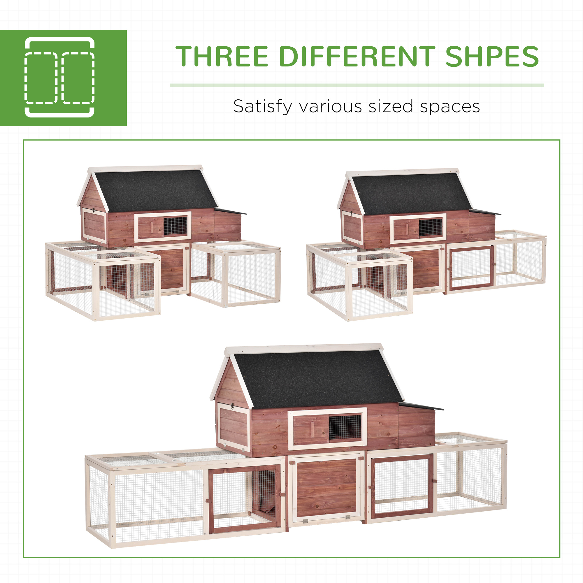 Casa para Pollos de Madera, Caja para Pájaros al Aire Libre con Box de Incubación, Corral Doble, Techo de Asfalto, Rampita — imagen 6