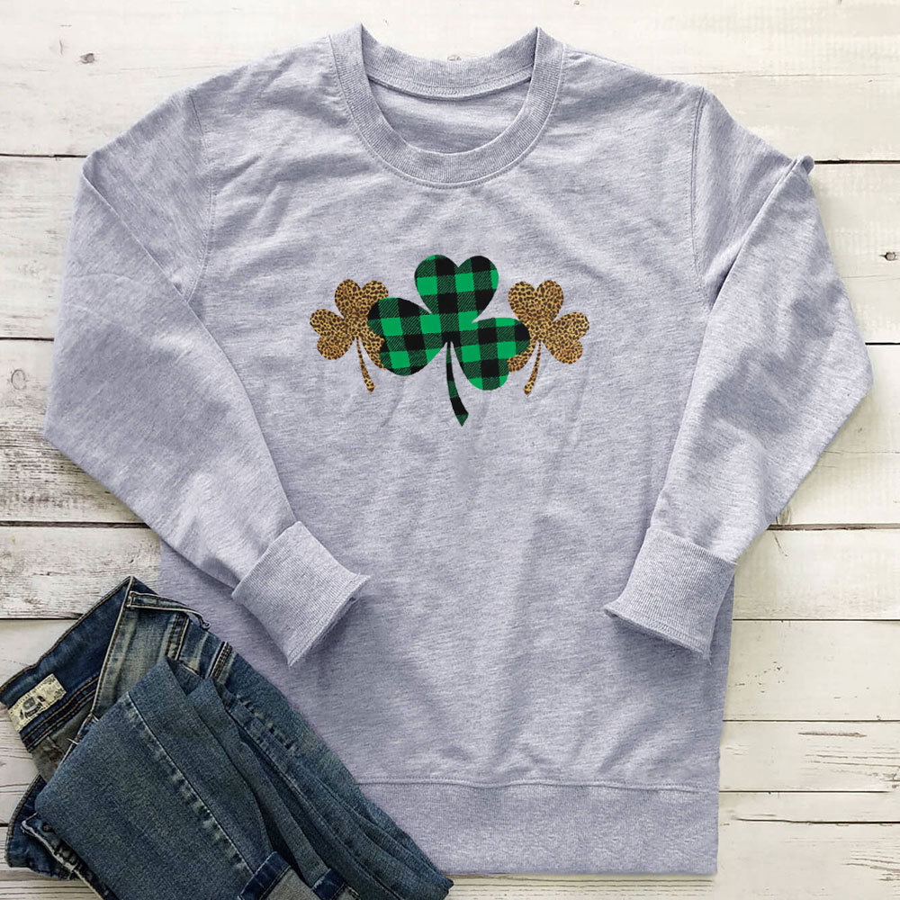 Leopard print clover print loose long sleeved sweatshirt — image 2