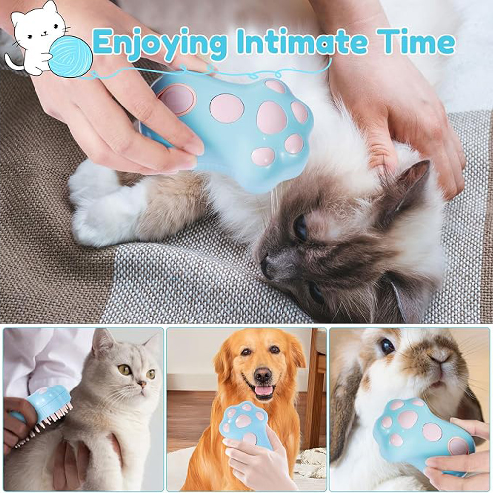 Pulidora de Vapor Recargable con Forma de Garra de Gato: Cepillo para Mascotas con Dientes de Silicón Suaves para Masaje, Pérdida de Pelo y Eliminación de Pelos — imagen 7