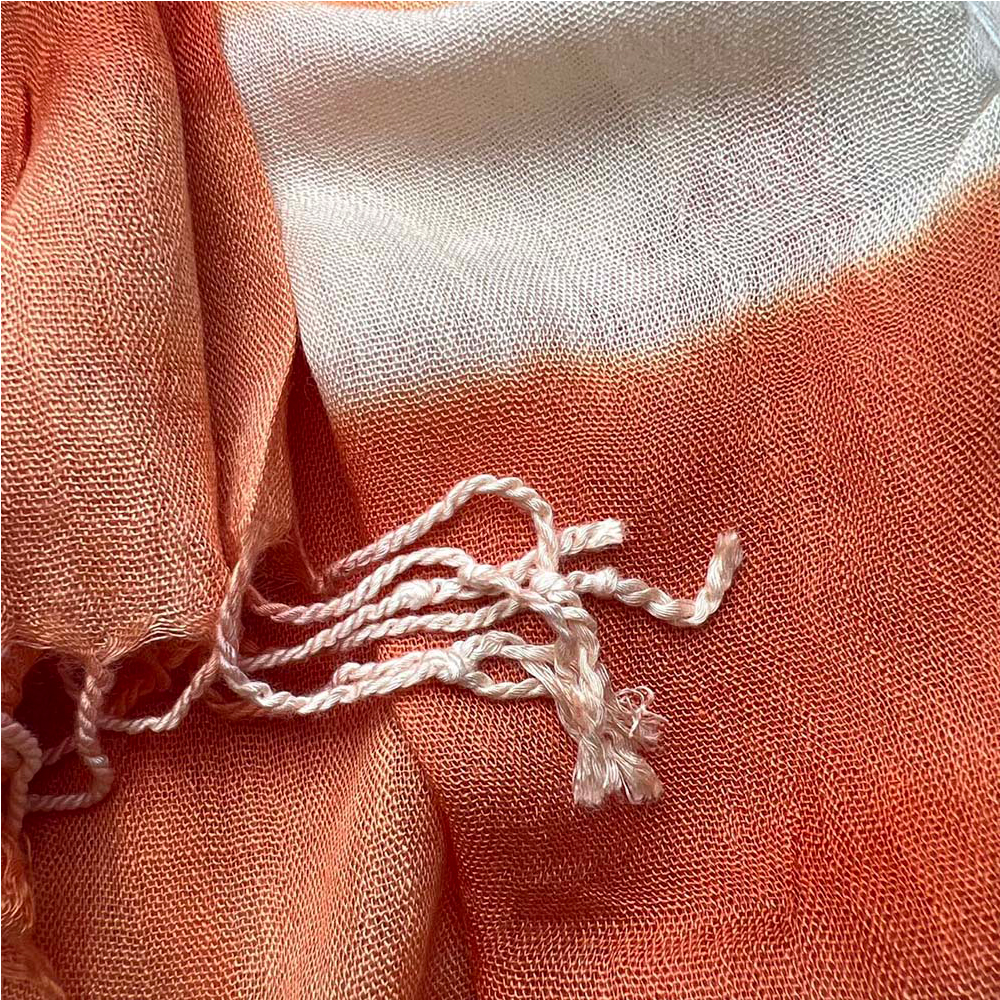 2pcs Coral Toned Abstract, Flowy Casual Scarf, Orange Red Printed Scarf, Fringed Edges For Movement Women Men — imagen 5