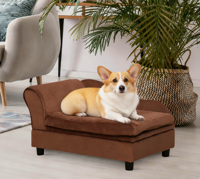 Pet Sofa Dog Sofa For Small Dogs With Storage, Brown — imagen 1