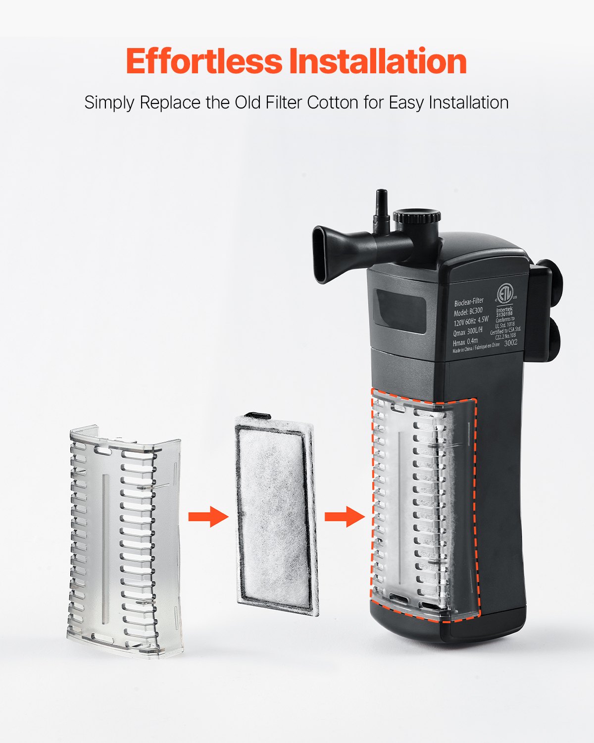 Algodón filtrante para acuario, 8 piezas, cartuchos de filtro de repuesto para pecera de vidrio de 5 galones, accesorios para pecera con filtración multicapa, fácil instalación, para modelos CL20 — imagen 3