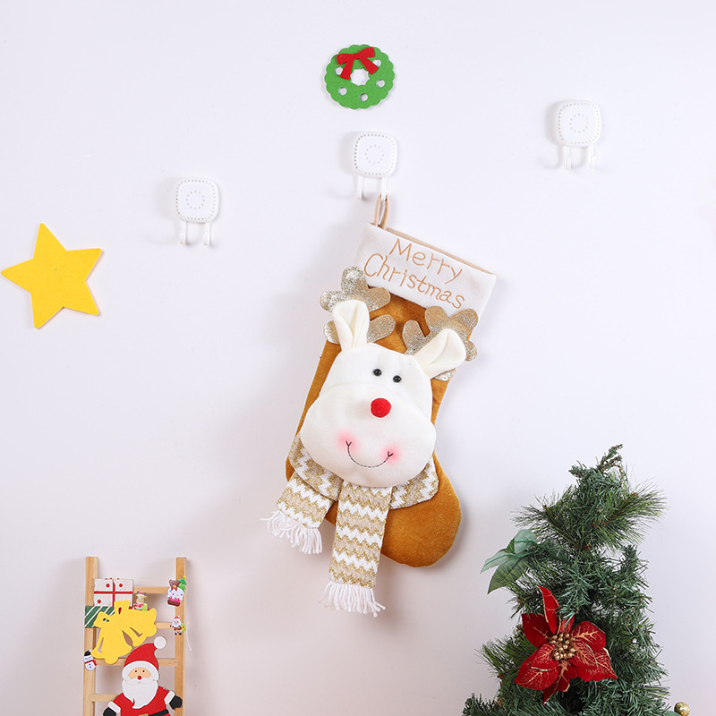 Christmas candy bag, gift bag, cute cartoon big head old man, snowman, reindeer, Christmas socks decoration — image 8