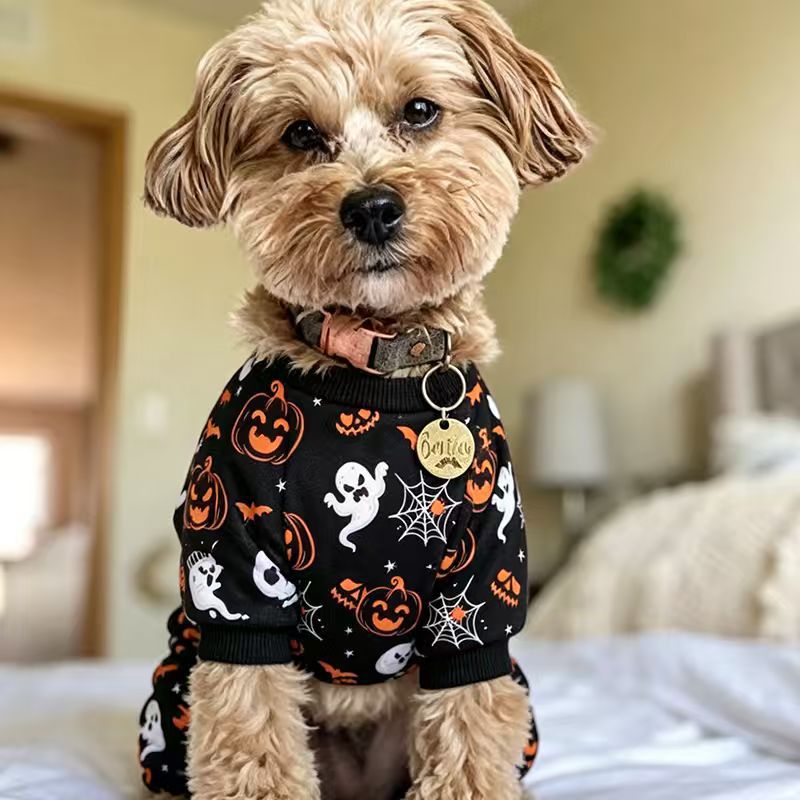 Halloween Pet Costume Pajamas Pumpkin Four-Legged Outfit Dog Clothes Halloween Clothes for Cats — image 4