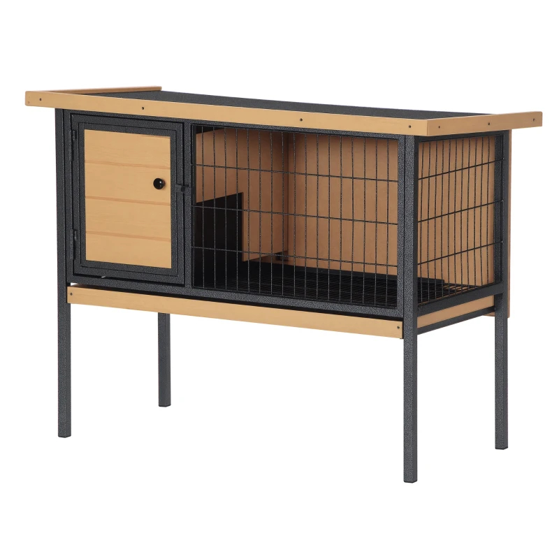 Caja para Conejos PawHut: Cámaras de Elevación con Estructura Metálica, Plataforma Anti-Desperdicio y Piso de Asfalto Resistente al Agua para Conejos, Pollos, Patos - Ambiente Interior/Exterior Natural — imagen 1