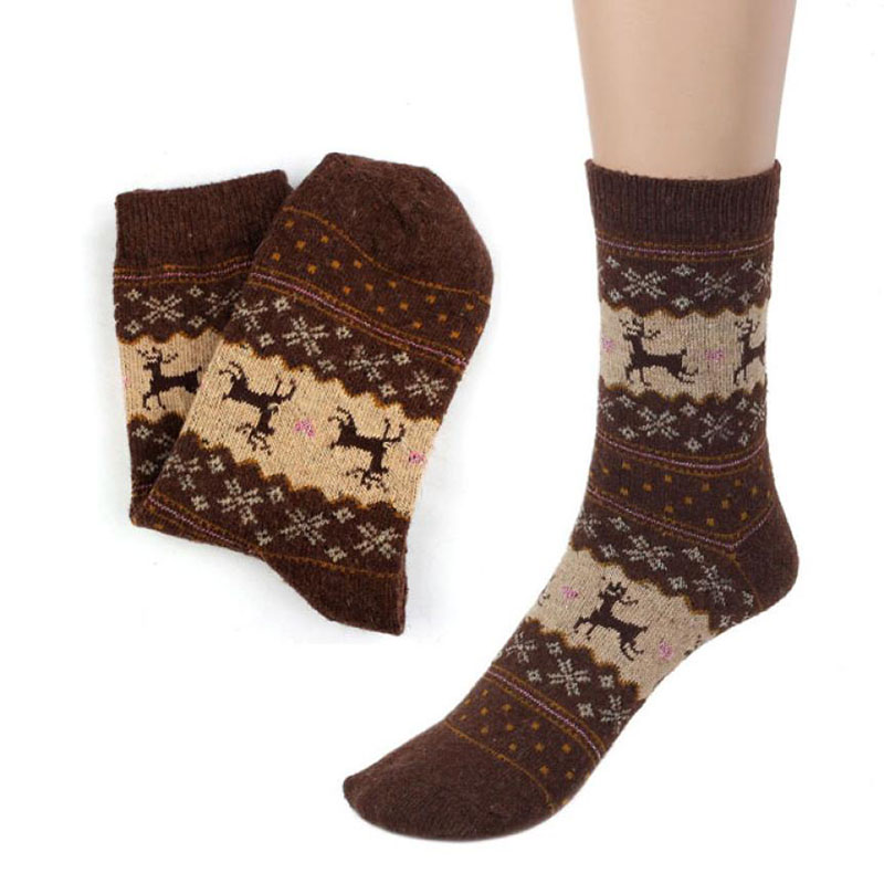 Christmas Deer Moose Design Casual Warm Winter Knit Wool Female Socks Christmas Decoration Supplies MR0022 — image 3