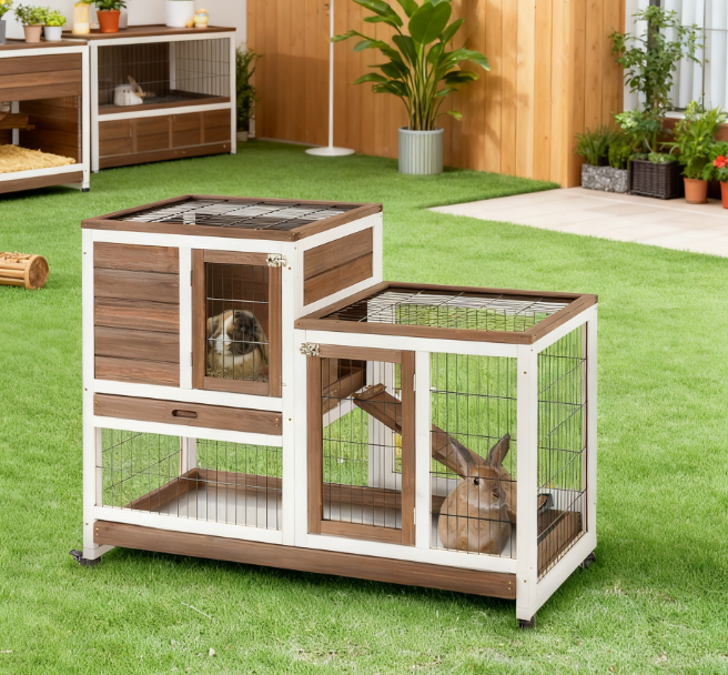 Caja de Conejo en Madera con Ruedas para Cangrejos — imagen 1