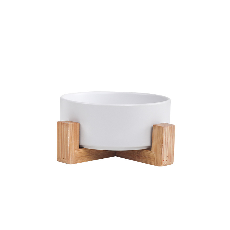 Platos para Mascotas - Estantería de Madera Plato de Ensalada Plato de Fideos Almacenamiento de Llaves Plato de Cerámica para Perros Comida doble — imagen 5