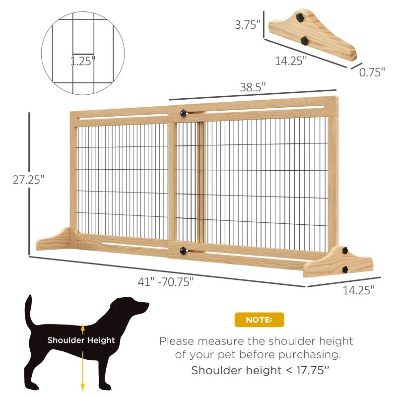 Extra Wide Freestanding Pet Gate With Adjustable Length Dog, Cat, Barrier For House, Doorway, Hallway, Natural — imagen 11