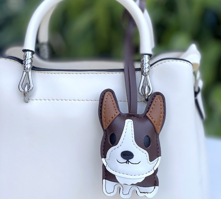 Corgi Dog Keychain Leather Bull Terrier Car Keychain Cute Corgi Leather Pendant — image 8