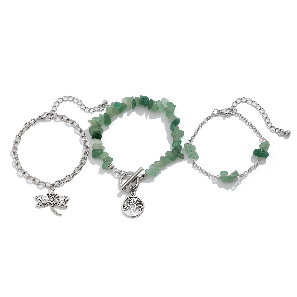 Pulsera de estilo retro étnico con forma de libélula estrella y piedras en cadena multicapa para mujer — imagen 3