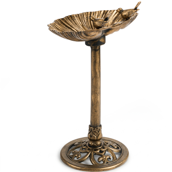 Antique Bronze Resin Bird Bath With Shell Edge & 1.4W Solar Fountain — image 9