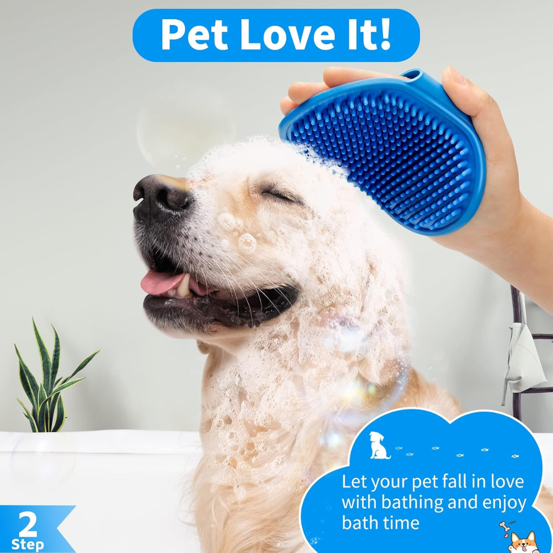 Set de 6 Piezas: Cepillo de Baño para Perros, Cepillo de Dientes, Cepillo de Mango Ajustable para Champú y Estropajo, para Perros y Gatos de Pelo Corto y Largo, Elimina Eficazmente Olores y Manchas — imagen 3