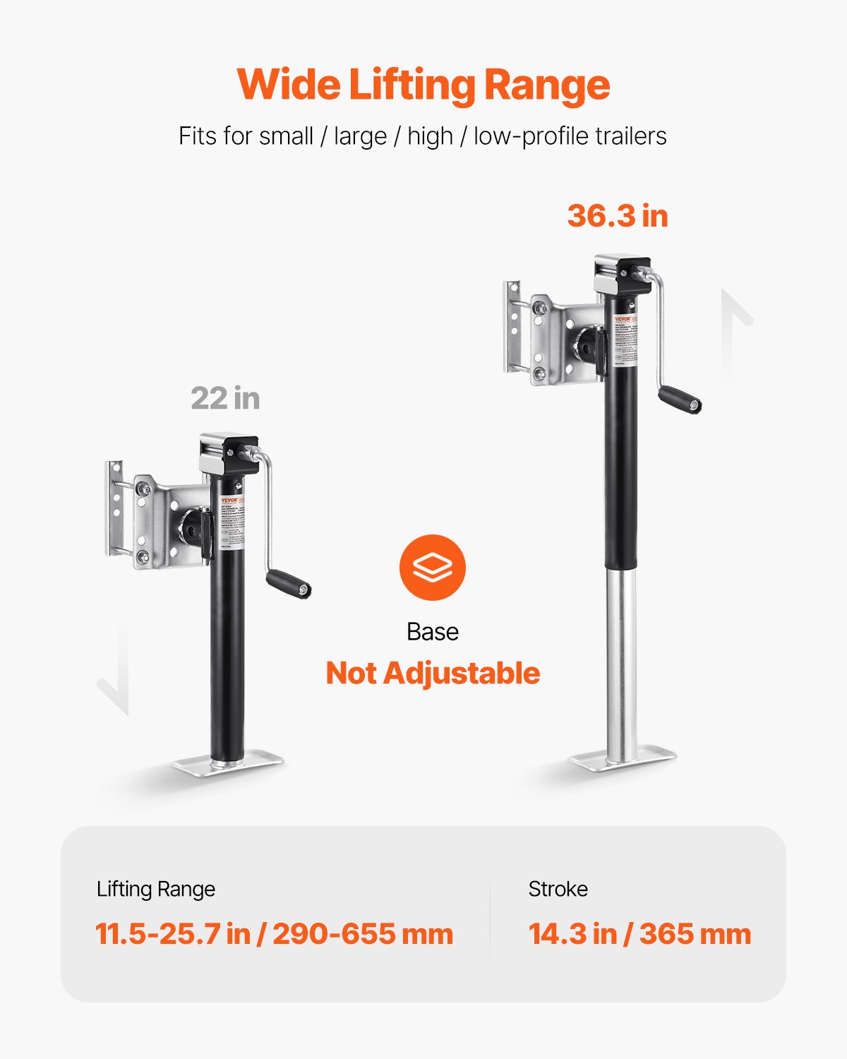 Trailer Jack, 5000 Lbs Dynamic Load Capacity, Heavy Duty Swivel Bolt-on Trailer Jack, 14.3" Lift Trailer Jack Stand With Handle For RV Trailer, Horse Trailer, Utility Trailer, And Yacht Trailer — imagen 2