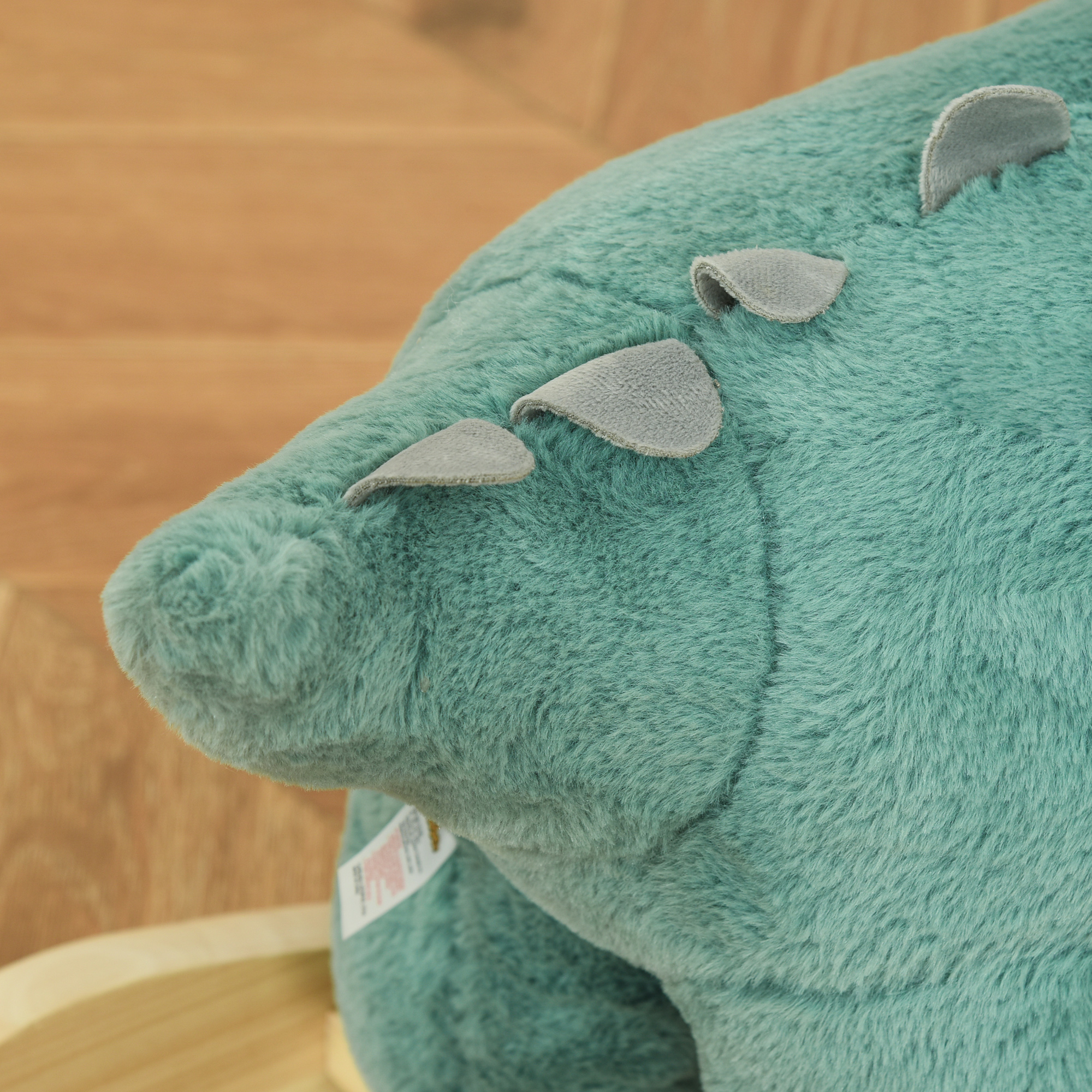 Kids Plush Ride-On Rocking Horse Triceratops-shaped Plush Toy Rocker with Realistic Sounds for Child 36-72 Months Green — imagen 4