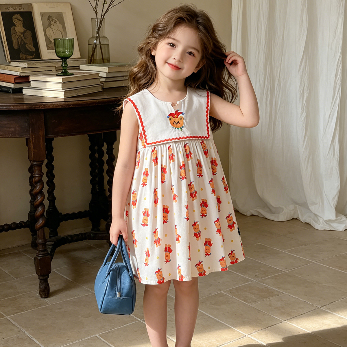 Cute Bear Print Sleeveless Dress for Girls — image 7