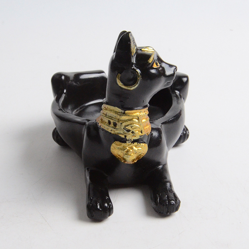 Ashtray Ornament Creative Egyptian Anubis & Cat & pharaoh Ashtray Resin Crafts office living room desktop home decoration — image 4