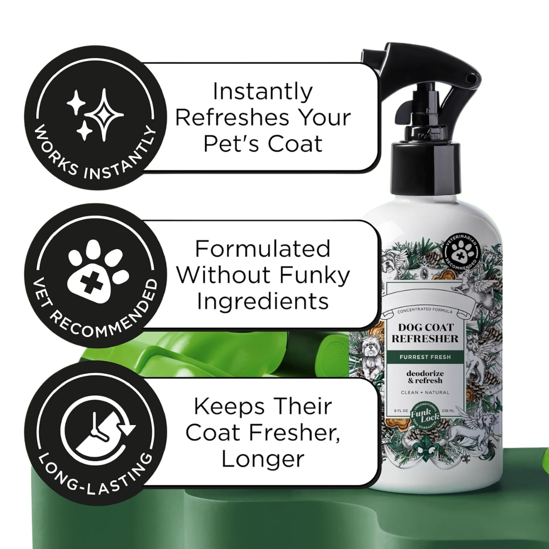 Furrest Fresh Spray para Eliminar Olor Canino, 8 Fl Oz Perfume de Cuidado para Capa del Perro, Neutralizador de Olor con Aceites Esenciales, Recomendado por Veterinarios, Libre de Parabenos y Sulfatos, Olor de Pino, Ámbar Y Cedro — imagen 4