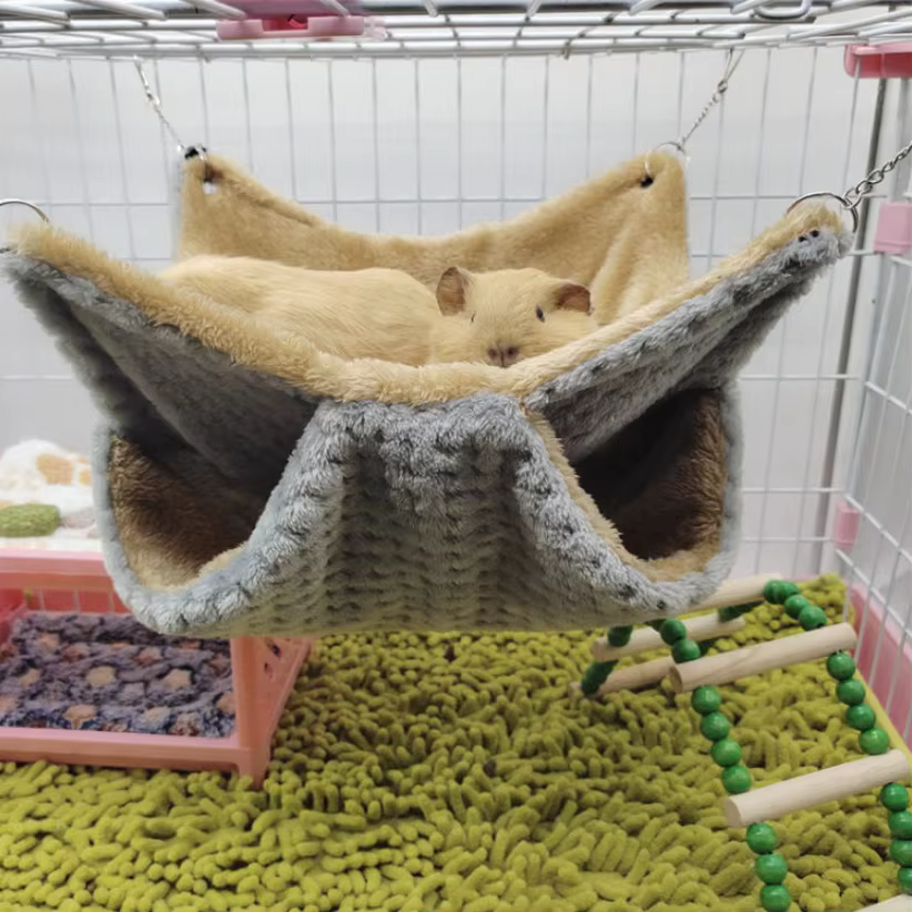 Hamaca de Colores sólidos para invierno - Dos capas gruesas y acogedoras para conejos, hamsters, ratones, erizos, cometas y otros pequeños animales — imagen 1