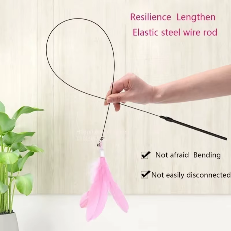 Púa de Goma para Tejer Gatos Juguetes Interactivos para Gatos Púa con Pluma y Campana — imagen 5