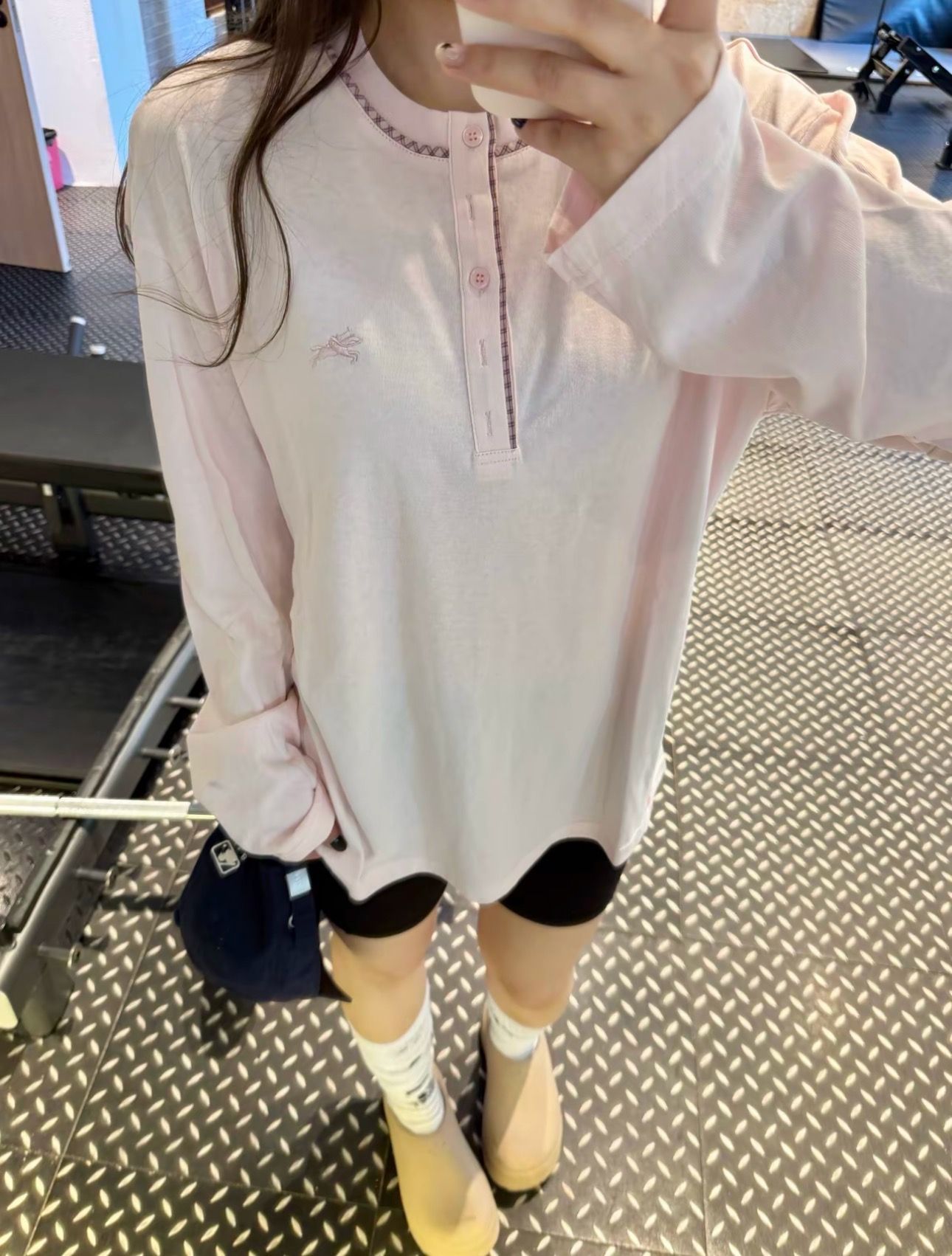 Henley Neck Long Sleeve Spring National Trend Embroidered Horse Loose Embroidered T-Shirt — image 7