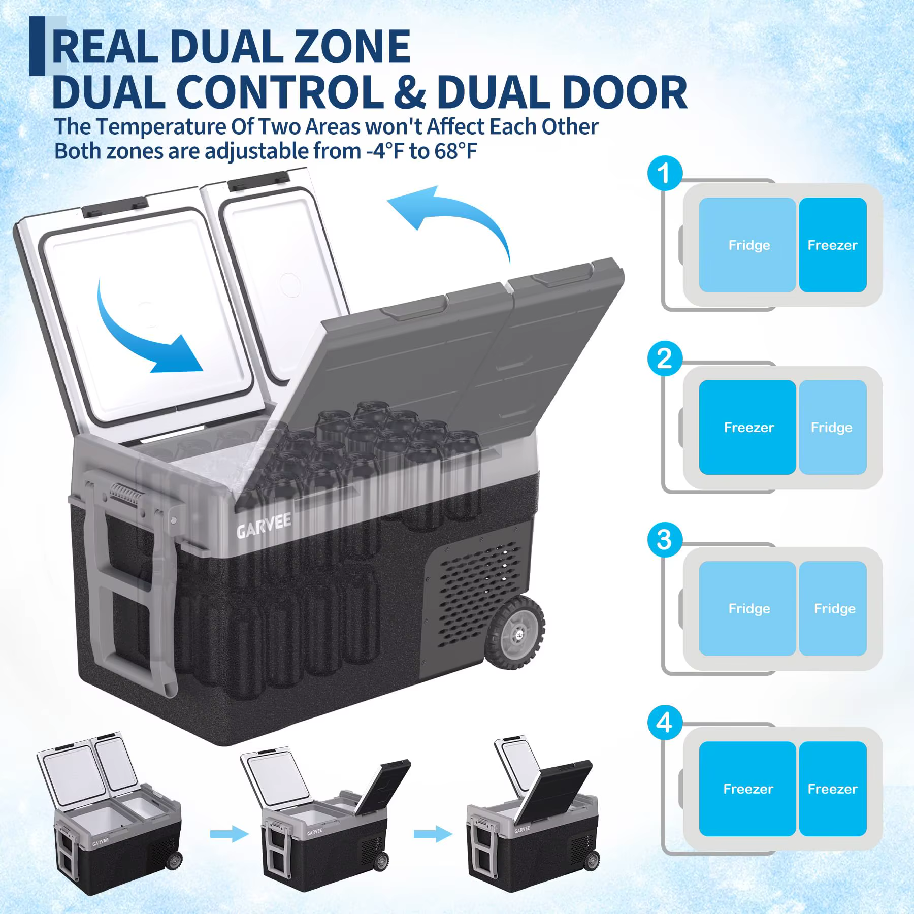 Dual Zone Car Refrigerator 40QT 38L Portable Freezer Compressor Electric Cooler Rapid Freezing Minus 4F To 68F 12V 24V Can Internal Battery Not Included — image 6