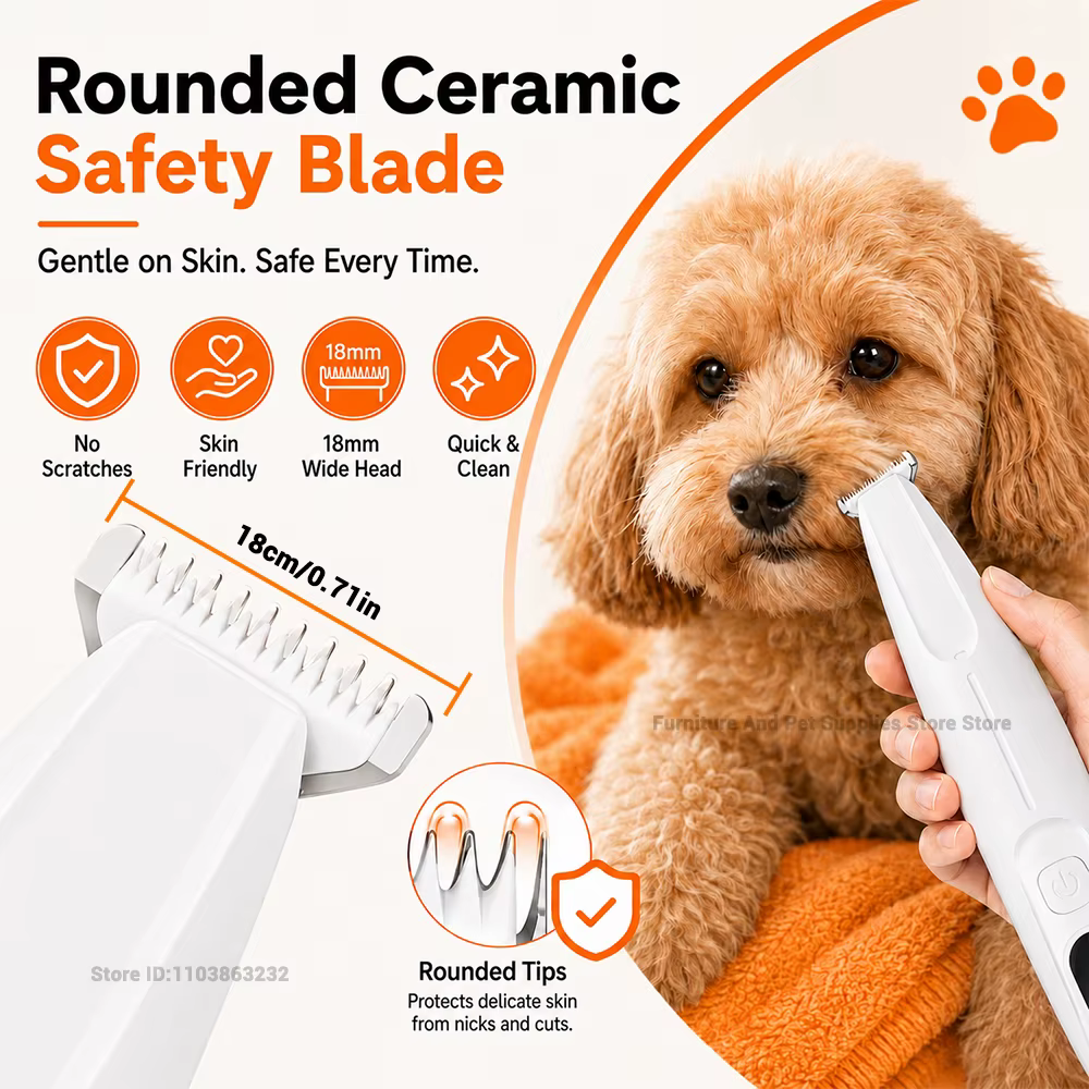 Pet Dog Electric Beauty Trimmer Waterproof Pet Foot Hair LED/UV Light Trimmer Low Noise Cat Dog Face Foot Ear Hip Claw Shaver — imagen 2