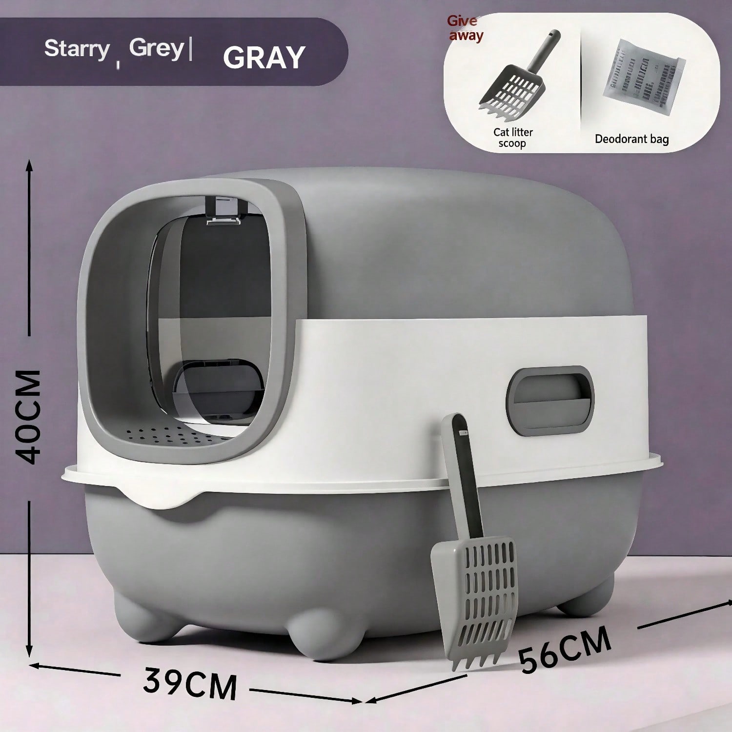 Caja de Arena para Gatos Totalmente Acristalada con Desinfección UV y Control de Olor, Gran 56cm para Gatos Grandes, Acceso Fácil 180° con Diseño Anti-Resbalón — imagen 14