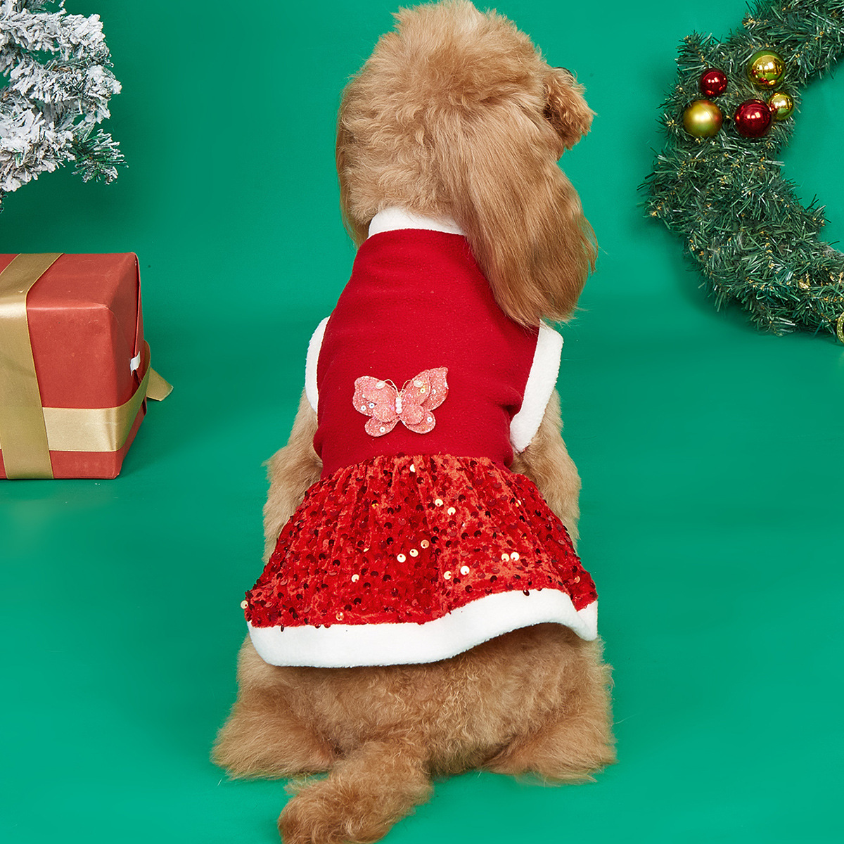 Autumn and Winter New Pet Plush Clothes Christmas Dog Dress Small Dog Teddy Dress Cat Clothes — image 7