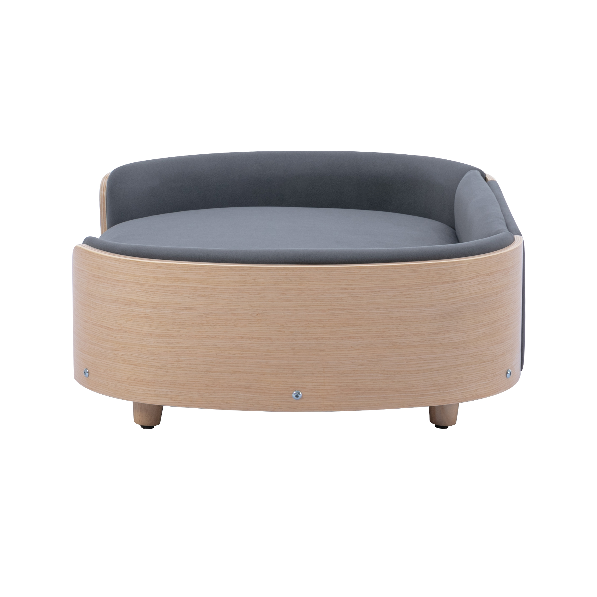 Scandinavian style Elevated Dog Bed Pet Sofa With Solid Wood legs and Bent Wood Back, Velvet Cushion, Large Size — image 10
