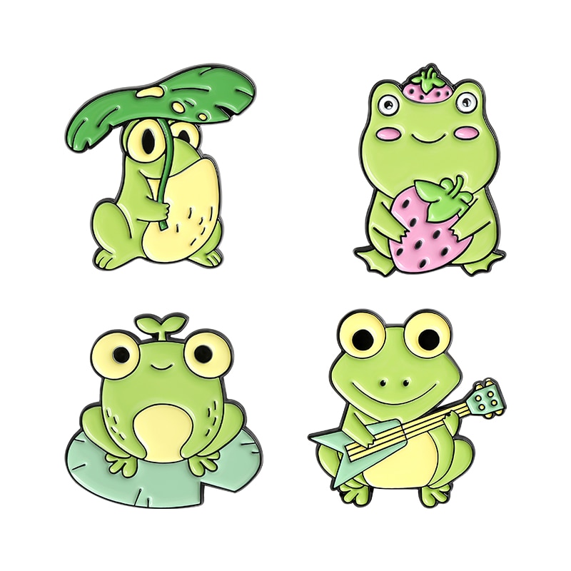 Quack Enamel Pin Custom Frog Lotus Leaf Brooches Bag Lapel Pin Cartoon Animal Badge Jewelry Gift for Kids Friends — image 11