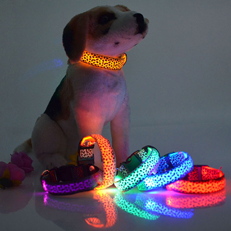 Leopard Collar LED Light-Emitting Dog Belt Light-Emitting Collar Dog Collar Dog Chain Small And Large Pet Supplies — image 1