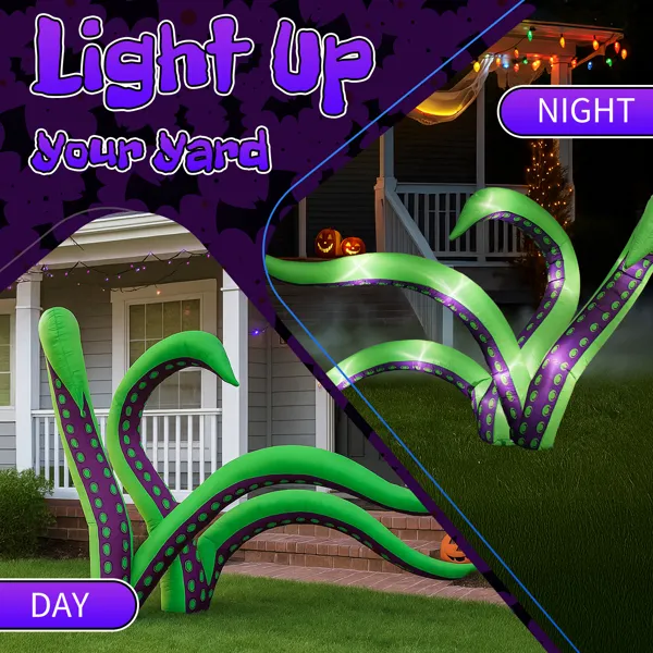 2 Pack Halloween Inflatable Octopus Tentacles Outdoor Decorations, Blow Up Hanging Decoration With Built-in LED Lights, Striking Window Decor For Halloween Party Outdoor Yard Garden Lawn — imagen 12