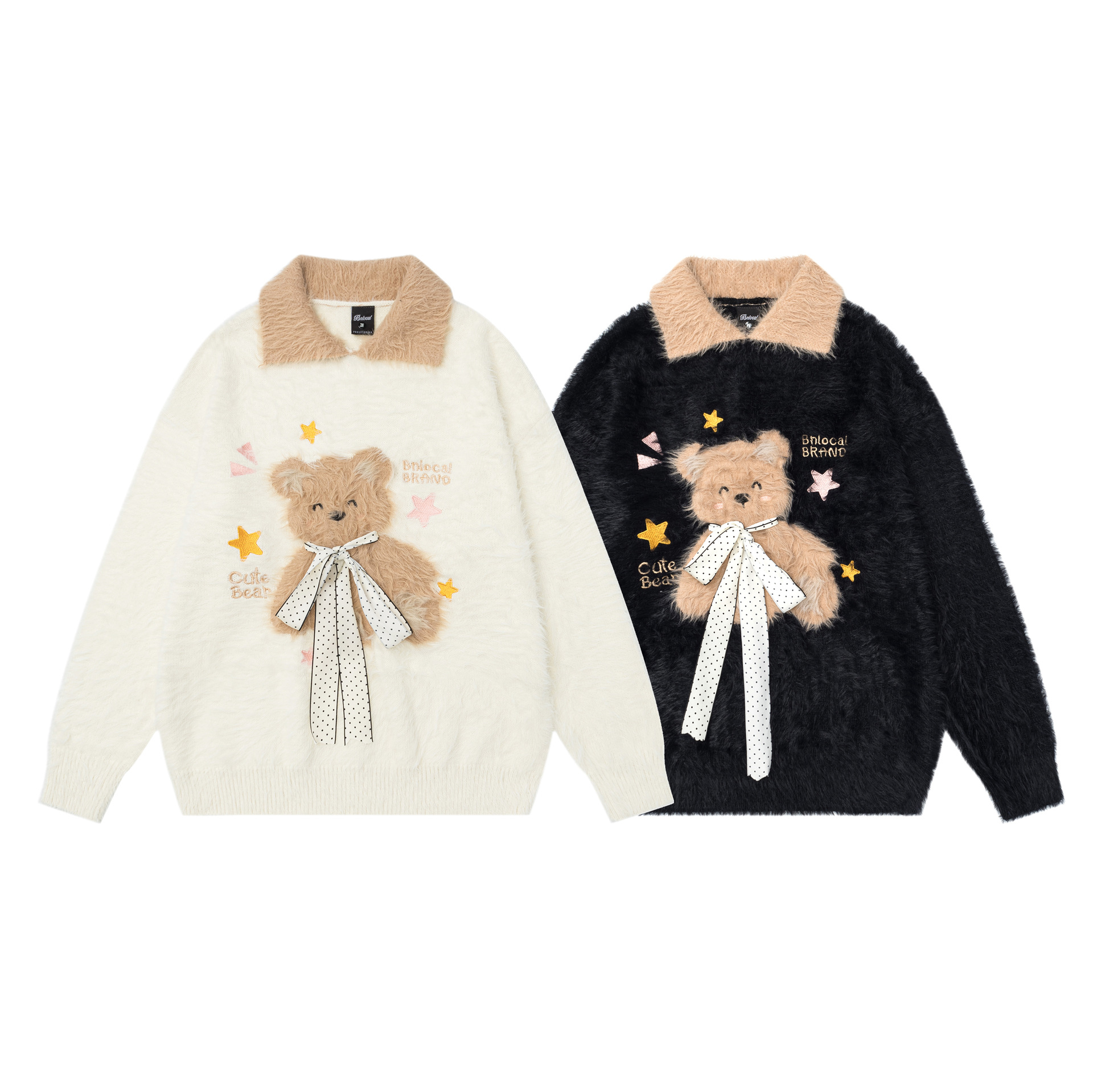 Color blocked knot teddy bear sweater — image 6