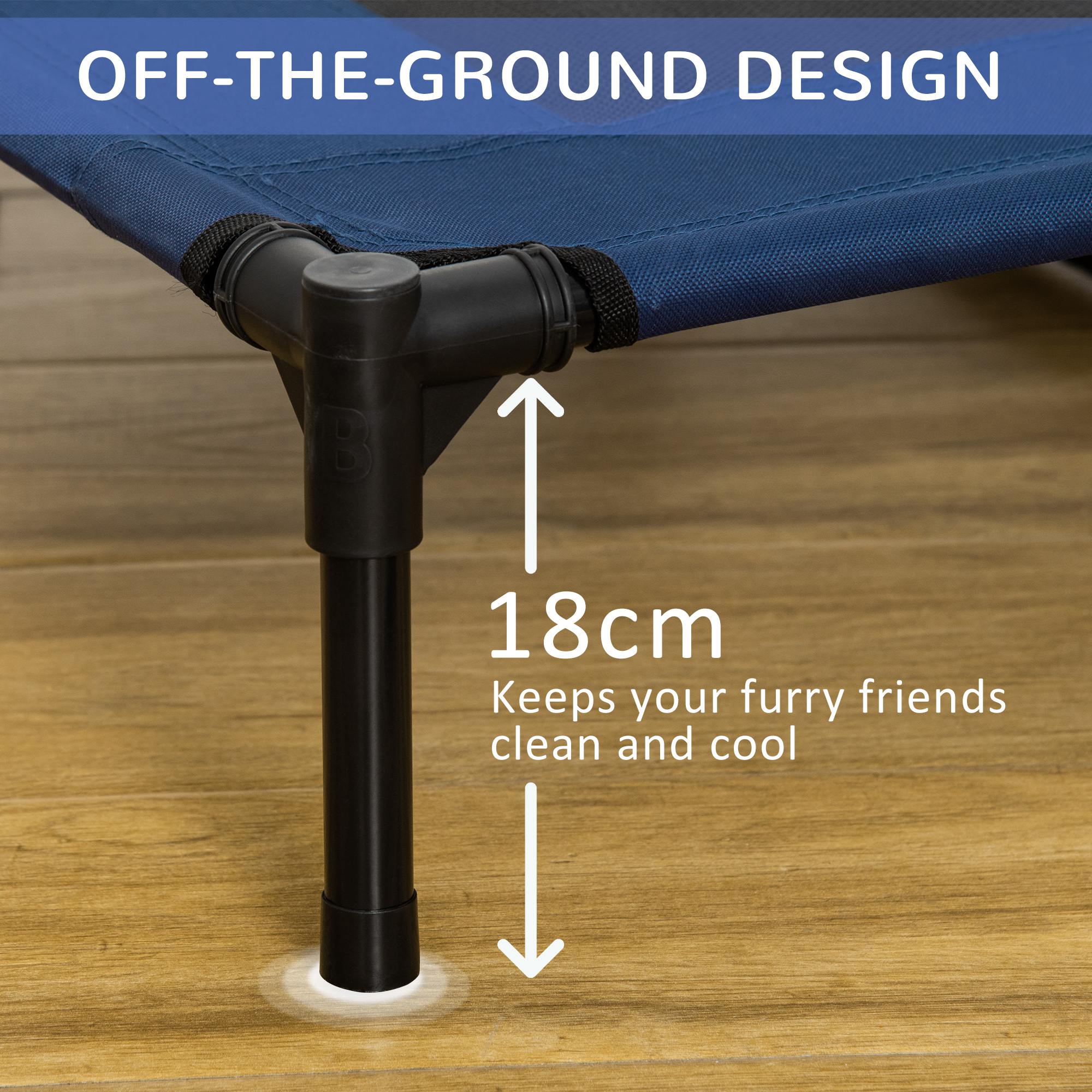 Cama Elevada para Perro de 36" x 30" para Verano, Catre para Mascotas con Ventilación de Malla, Azul — imagen 4