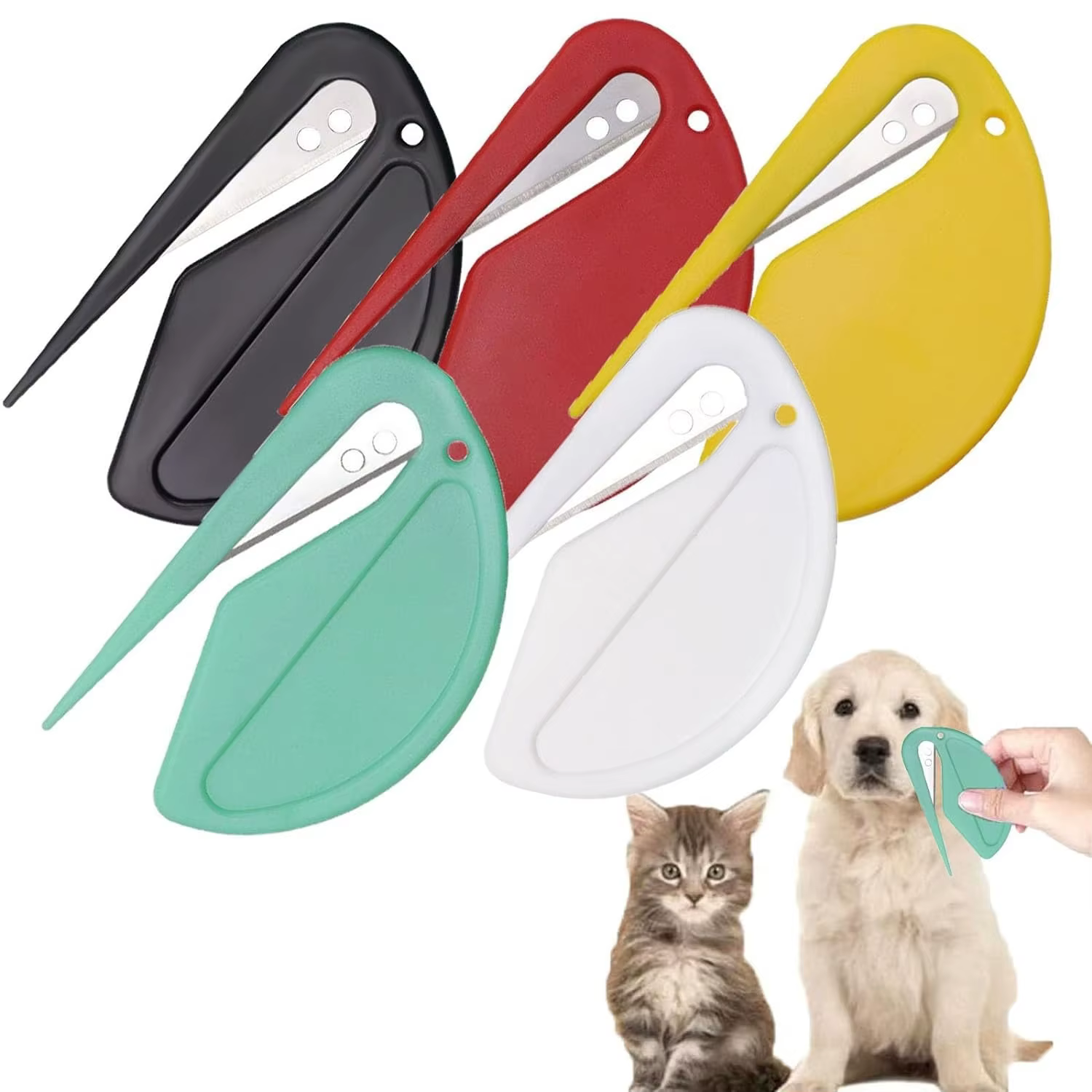 5pcs Pet Knot Cutter, Colorful Perfect De-tangling Tool For Cats, Small And Sharp Grooming Knot Remover — image 1